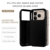 Coque de téléphone vierge à double rainure pour iPhone 17 Pro Max, en PC et TPU 2-en-1, matériau DIY, compatible avec la charge magnétique