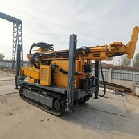 Foreuse de puits d'eau diesel haute capacité, 260 mètres de profondeur, sur roues, avec moteur et pompe