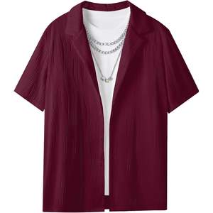 Chemise boutonnée d'été personnalisée pour homme, manches courtes, texture décontractée, idéale pour la plage et les vacances, 100 % coton respirant en popeline - Product Image 6