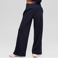 Pantalon de sport pour femme taille haute, coupe droite ample et large, avec poches, amincissant, décontracté, pour le fitness