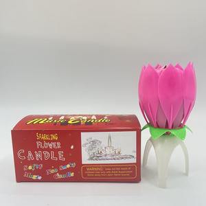 Bougie d'anniversaire musicale Lotus rotative, chantante, électronique, lumineuse, en cire <span class=keywords><strong>de</strong></span> roche, écologique, à piles - Product Image 2