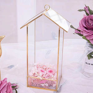 Grand terrarium rectangulaire décoratif noir, marron, or, conteneur géométrique en verre, pot de fleurs Art Déco, cristal rectangulaire pour intérieur - Product Image 6