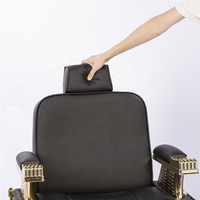 Fauteuil de barbier classique de luxe en cuir PU, design traditionnel, base à pompe hydraulique robuste, pivotant à 360 degrés, pour salon de coiffure, hôtel