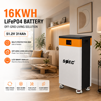 Batterie LiFePO4 Soec 16 kWh 51,2 V 314 Ah, cellules de qualité A, plus de 6000 cycles, stockage solaire domestique, vente en gros, livraison rapide