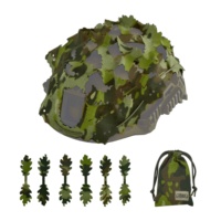 Housse de casque tactique MCTP Tropical Camouflage Bionic, découpe laser irrégulière avec 6 feuilles et pochette de rangement