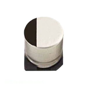 ตัวเก็บประจุแบบติดตั้งบนพื้นผิว (Surface Mount) ของแท้ 100 ไมโครฟารัด อลูมิเนียม 100UF 20% 50V SMD 50TRV100M10X10.5 - Product Image 1