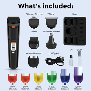 Kit de coiffage de barbe 5 en 1 pour hommes, rasoir électrique, tondeuse, outil de coupe de cheveux rechargeable avec batterie au Lithium - Product Image 2