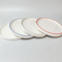 Assiette en mélamine incassable avec bord coloré 25 cm, plats plats, assiettes en mélamine, ensembles de vaisselle pour restaurant, vaisselle de mariage en mélamine
