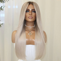 Perruques Lace Front Brésiliennes Blond Cendré pour Femmes, Cheveux Vierges Alignés, Sans Colle, HD Transparent, Lace Faite à la Main, Longues