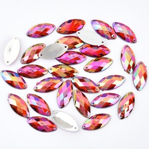 OLeeya Meilleure vente Strass à coudre en acrylique, forme œil de cheval, pierre marquise, navette, cristal à dos plat pour tissu et robes - Product Image 2