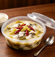 Contenants alimentaires jetables en plastique PP transparents ronds, bols à soupe micro-ondables, emballages pour plats à emporter en gros