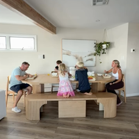 Table à manger ovale extensible en bois massif, moderne, écologique, imperméable, assemblée, multifonctionnelle, pour la maison, le restaurant, les conférences