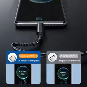 1m Usb c Spring Metal <b>Cable</b> 60w Micro Usb Data <b>Cable</b> 6a Fast <b>Charging</b> Retractable Phone <b>Cable</b> - Product Image 3