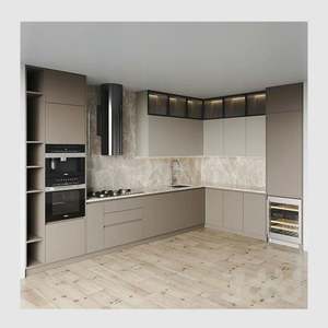 Armoires de cuisine modernes de luxe en forme de L, personnalisées, avec portes en verre et laque, accessoires de meubles de cuisine pour la maison - Product Image 6