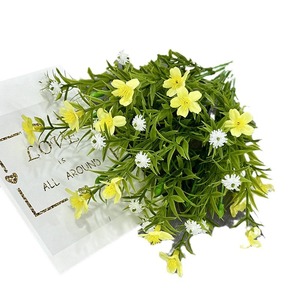 Fleurs Queyiyi, orchidée artificielle à 7 branches, fleur blanche, jaune, rose, en plastique et tissu, décoration d'intérieur, ornement de bureau - Product Image 5
