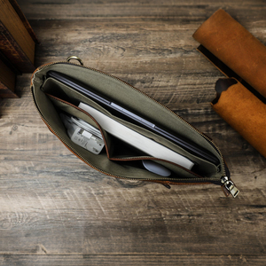 <span class=keywords><strong>Funda</strong></span> de Viaje para Portátil de Cuero Genuino de Gran Capacidad de <span class=keywords><strong>14</strong></span> <span class=keywords><strong>Pulgadas</strong></span> con Cierre de Cremallera para Macbook Pro, para Dell, <span class=keywords><strong>HP</strong></span>, para Hombre - Product Image 2