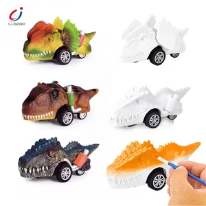 Chengji - Conjunto de brinquedos de pintura DIY para crianças, desenho colorido criativo educacional 3D, carro de dinossauro retrátil, brinquedo de pintura