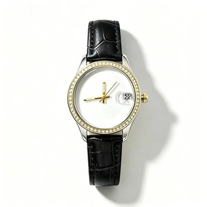 Reloj de Mujer con Esfera Lisa, Ventana de Fecha, 6 Colores, Correa de Cuero de Bambú para Regalo Promocional Corporativo - Product Image 1