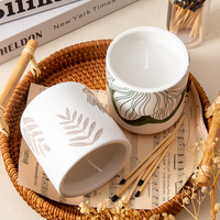 Pot de bougie parfumée à la cire de soja remplissage mat à motif personnalisé européen décoration maison bougie en céramique récipients vides