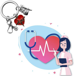 โมเดลปี200พวงกุญแจพยาบาล,หน้ากากหมวกหมอพยาบาลหมวกหัวฉีดหัวใจเต้นเข็มฉีดยาหัวใจหูฟังแบบห้อยพวงกุญแจ - Product Image 6