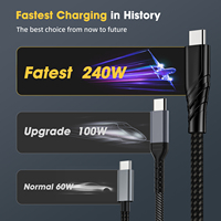 Câble USB 3.2 Gen2 Type-C vers Type-C avec E-Marker, PD 240W 20V 5A, charge rapide, transfert de données 20 Gbps, prise en charge de l'affichage 4K