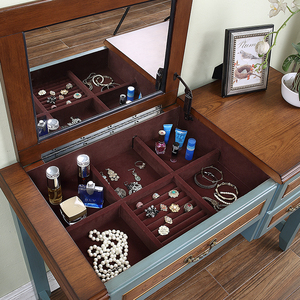 <span class=keywords><strong>Commode</strong></span> de couleur <span class=keywords><strong>bleu</strong></span> marine avec miroir de maquillage, nouvelle collection 2021 - Product Image 3