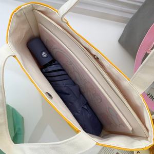 Wholesale Factory Price Canvas Women Shoulder Hand Bag Printed Logo Solid Color Grocery Bag Cotton Canvas Beach Bag for Outdoor - Product Image 2