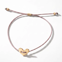 Bracelet en acier inoxydable personnalisable avec perles, breloque en forme de cœur, cordon tressé réglable, bijou romantique, cadeau d'amour