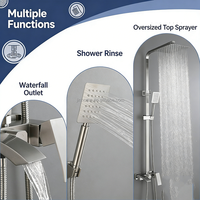 Robinet de Douche Carré Multifonctionnel SUS304 pour Eau Chaude et Froide, Mitigeur de Bain Euro avec Douchette à Main, Vente en Gros
