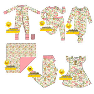 Ropa para Bebés Recién Nacidos, Ropa Infantil, Mamelucos Estampados para Bebés, Mameluco Liso con Volantes y Manga Larga, Pijama de Bambú con Cierre y Pies Cubiertos - Product Image 1