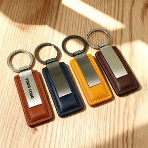 YS894 Promotional Gift <b>Custom</b> Embossed Logo Laser Engraving Car <b>Keychain</b> Keyring Pu Leather <b>Keychain</b> Metal Leather <b>Keychain</b> - Product Image 1