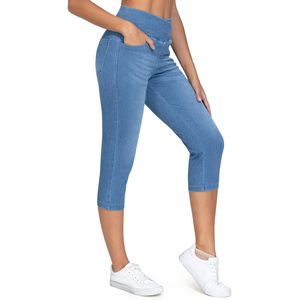 FOXA Jeggings en jean capri pour femme, effet ventre plat, coupe skinny, avec poches - Product Image 1
