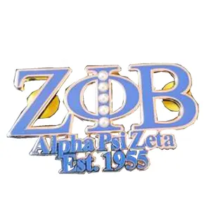 定制ZOB金属字母白色珍珠别针Zeta 1920姐妹会派对女孩