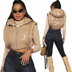 Nuovi arrivi moda donna autunno <span class=keywords><strong>inverno</strong></span> di tendenza 2022 tinta unita felpa senza maniche con cerniera gilet da donna - Product Image 4