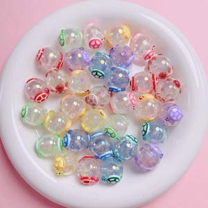 Perles rondes de haute qualité, lumineuses, à paillettes fines, peintes à la main, en forme de petite tortue, pour la création de chaînes de téléphone DIY et de porte-clés, accessoires de matériel - Product Image 1