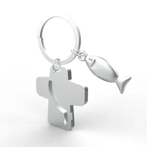 Chine Fournisseur Pas Cher Prix Petit Alliage De Zinc Croix Poisson Art Collection Porte-clés Métal Artisanat Porte-clés pour souvenir - Product Image 1