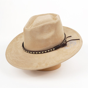 Topi Koboi Suede Bertepi Lebar Dengan Motif Burung Gagak, Topi Fedora Retro Barat, Tali Serut Dapat Disesuaikan, Topi Cowgirl Vintage Boho - Product Image 6