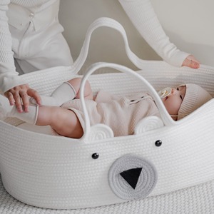 Cesta de seguridad CPC para recién nacidos, de cuerda de algodón tejida, portátil, para exteriores, cuna para dormir, almacenamiento de ropa de bebé, ¡la más vendida! - Product Image 3