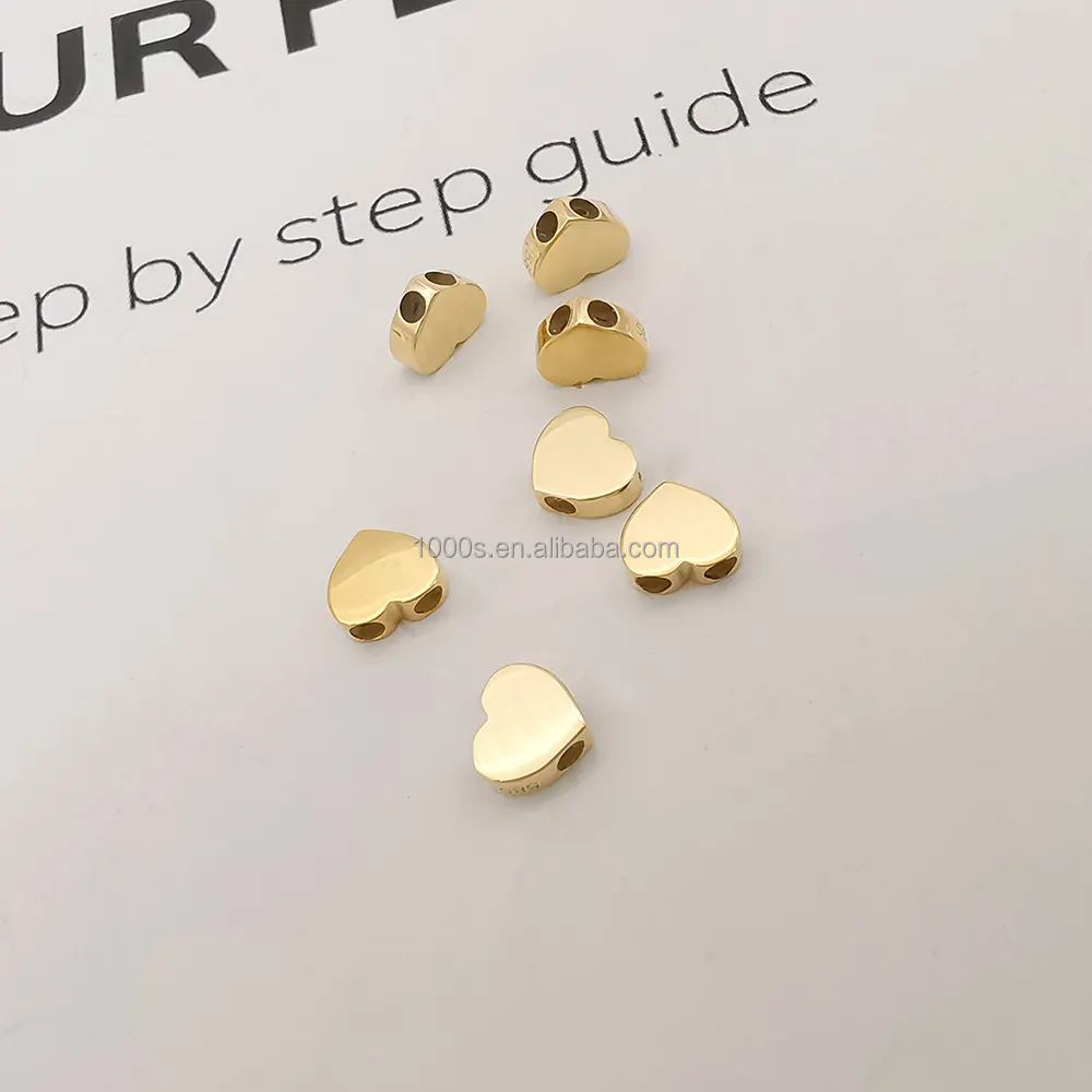Produk Terlaris 14K Aksesori Emas Asli Perhiasan Kalung Emas Padat Gelang Bentuk Hati Jepit
