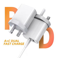 Adaptateur universel 20W 5V3A Type-C Chargeur rapide PD QC3.0 Chargeur pour ordinateur portable et téléphone Ensemble complet Chargeur Type C