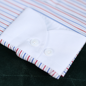 <span class=keywords><strong>Camisa</strong></span> a Rayas para Hombre con <span class=keywords><strong>Cuello</strong></span> en Contraste y Puños Blancos, Estilo Winchester, Formal <span class=keywords><strong>de</strong></span> Negocios, Estilo Italiano Clásico - Product Image 2
