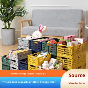 Cestino portaoggetti pieghevole in plastica da tavolo scatola portaoggetti per <span class=keywords><strong>frigorifero</strong></span> da soggiorno cesto per Stacking - Product Image 2