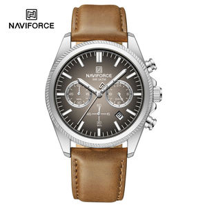 Nouvelle montre NAVIFORCE 8082L, chronographe à quartz décontracté, cuir véritable, montre à quartz originale pour homme - Product Image 1