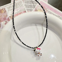 Collier en diamant chaton de dessin animé mignon pour femme, chaîne de clavicule d'été, design de niche, style cool et doux pour fille coquine, accessoires polyvalents