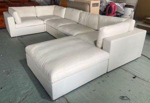 Muebles de Sala de Estar, Sofá Modular de Esquina con Tela Impermeable, Relleno de Plumas, Sofá Seccional Blanco Crema - Product Image 3