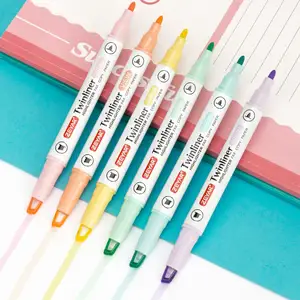 Clear View Tip Highlighter, Dual Tips Marker Pen with See-Through Chisel and Fine Tip