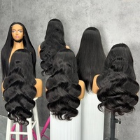Perruques Lace Front Foxen en Cheveux Humains Remy Vietnamiens Bruts Longs, Sans Colle, HD, Couleur Naturelle, Ondulation Profonde, Vente en Gros