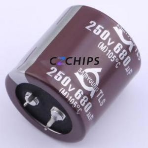 Condensateur électrolytique en aluminium à encliquetage TLS250V680M30*30 V, composant traversant (THT), D30xL30mm 680uF 20% 250V 10mm - Product Image 1