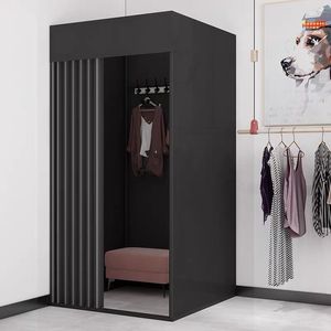 Detachable and Removable Simple Portable Folding Square Black, Gold <b>Frame</b> Clothes Shop Fitting Room and Dressing Room - Product Image 1