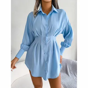 YUNNES Western Fall 2023 Women Clothes Ladies OEM&ODM Long Sleeve Mini Women Career Shirt Dresses